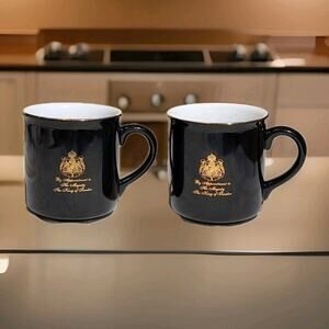 Vtg Gevalia Kaffe Coffee Mugs Gold Trim Logo Appointment King Of Sweden Crest